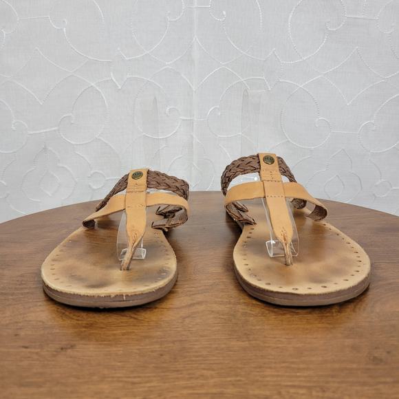 UGG Australia Audra Women Sandals Size 10 Tan Leather Flat Braided Slip On Thong - Picture 2 of 7